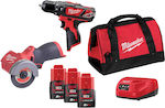 Milwaukee M12 BPDFCOT2A-202B Set Eckiges Rad & Bohrschrauber 12V mit 3 Batterien 2Ah