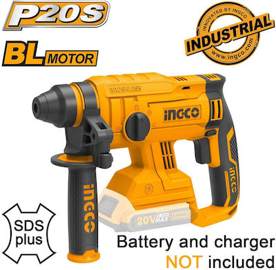 Ingco CRHLI2201 Κρουστικό Σκαπτικό Μπαταρίας Brushless 20V Solo με SDS Plus 1x Βελόνι & 2x Τρυπάνια