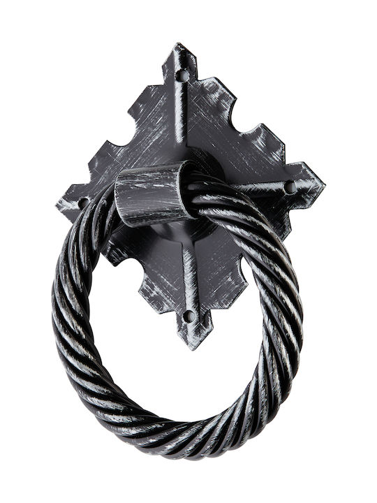 Zogometal Knocker Front Door 207 207 with Rosette Black Patina Silver