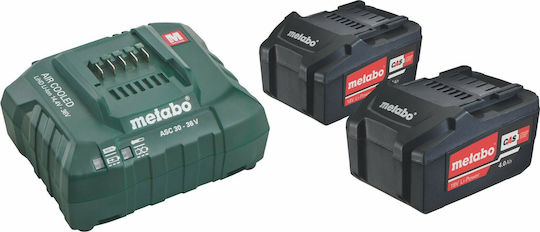 Metabo Set 2 Tool Batteries Lithium 18V Capacity 4Ah with Charger