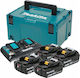 Makita Set 4 Tool Batteries Lithium 18V Capacity 6Ah with Charger DC18RD