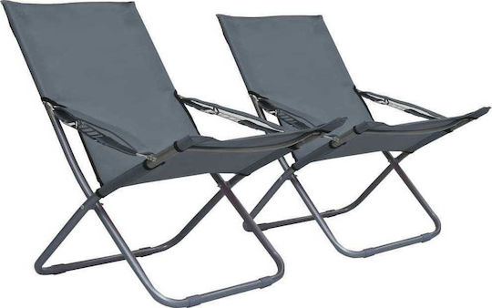 vidaXL Chair Beach Gray 58x76x88cm Set of 2pcs