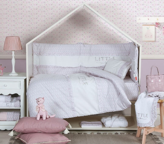 Nef-Nef Homeware Little New Born Baby Sheets Set Crib Cotton White 120x170cm 3pcs