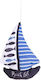 Inart Wall Decor Ship Blue Made of Fabric 60x70cm