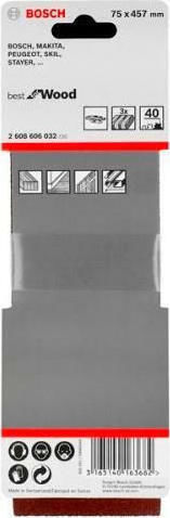 Bosch Tαινία Λείανσης K40 75x533mm Σετ 3τμχ