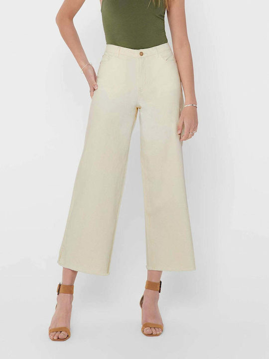 Only High Waist Women's Jean Trousers in Wide Line Ecru