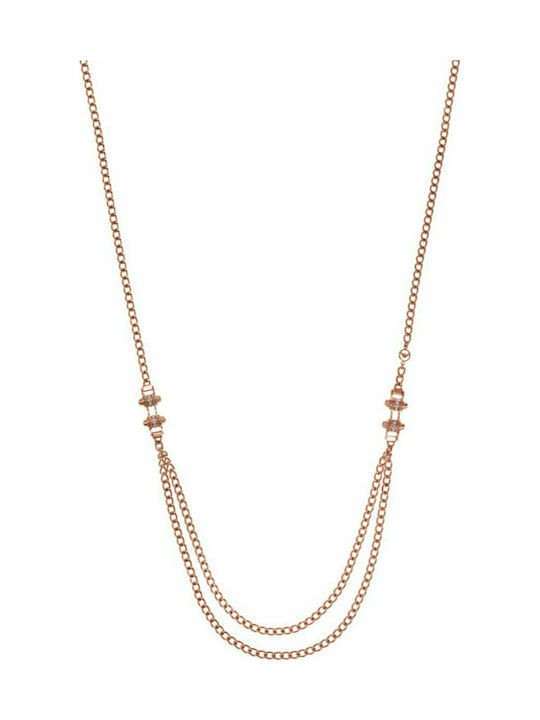 Emporio Armani Necklace Double from Pink Gold Plated Steel with Zircon