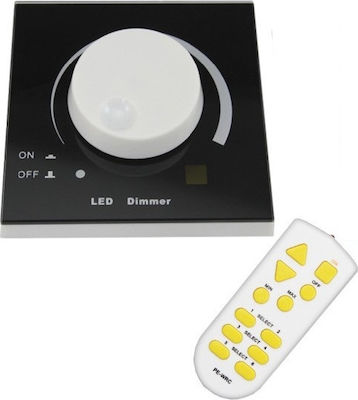 GloboStar Ασύρματο Dimmer με Τηλεχειριστήριο Επιτοίχιο Knob 220 Volt 200 Watt Trailing Edge Μαύρο 50050