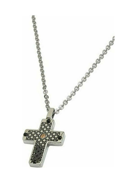 Rosso Amante Men's Cross from Steel with Chain