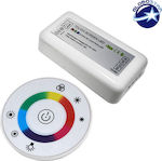 GloboStar Wireless RGB Controller Touch Controller RF With Remote Control 2.4G Round 12-24 Volt DC Λευκό 77545