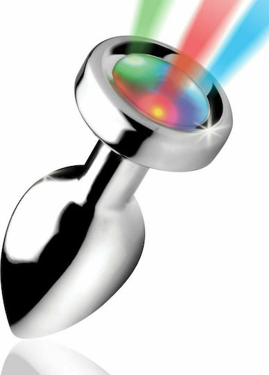Booty Sparks Booty Sparks Light Up Anal Plug Πρωκτική Σφήνα Medium Silver 8.5cm