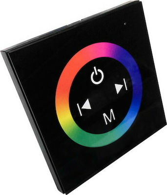 GloboStar Dimmer Cu ecran tactil Montat pe perete Controler RGB Panou Negru 12-24 Volti 144 Watt 77409
