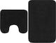 vidaXL Non-Slip Bath Mats Set Cotton Toilet 133229 Black 2pcs