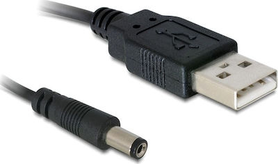 DeLock Cable USB-A male - DC 5.5 x 2.1mm Μαύρο 1m (82197)