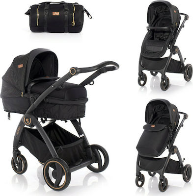 Lorelli Adria 2 in 1 Adjustable 2 in 1 Baby Stroller Suitable for Newborn Black Gold 12.20kg