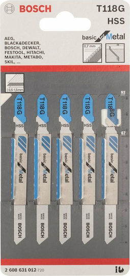 Bosch T118G Λάμες Basic for Metal για Μέταλλο 50mm 5τμχ