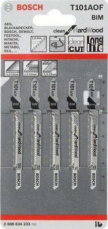 Bosch T101AOF Blade Clean for Hard Wood for Wood 5pcs