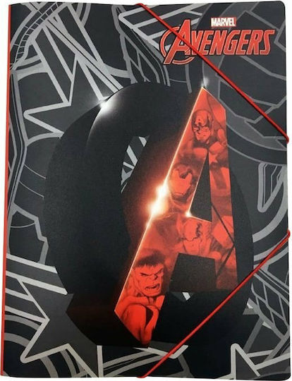 Gim Ordner mit Gummiband und Ohren für Papier A4 Schwarzς Avengers