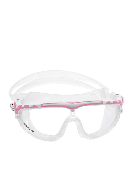 CressiSub Skylight Swimming Goggles Adults with Anti-fog Lenses Clear White Pink