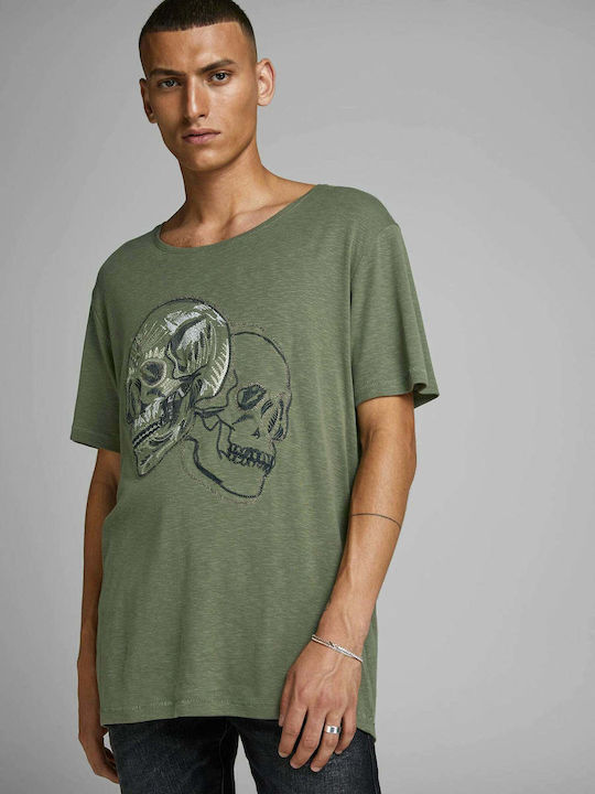 Jack & Jones T-shirt Bărbătesc cu Mânecă Scurtă Kaki