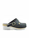 Scholl Super Comfort Leather Anatomic Clogs Blue