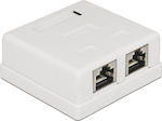 DeLock External Double Network Socket RJ45 Cat6 White 86269