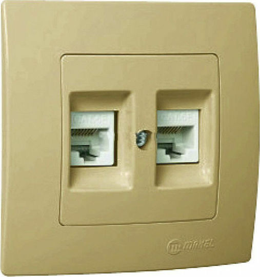 Makel Lillium Natural Kare Dublu Prize de rețea RJ45 cu cadru De tip Cat5 în culoarea Auriu 32057036