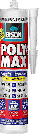 Bison Poly Max Crystal High Tack Express Силиконово уплътнение Антимухълна Дървени Прозрачен 280мл 1бр