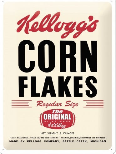 Nostalgic Art 3D Διακοσμητική Πινακίδα Kelloggs Corn Flakes Retro Χειροποίητη από Μέταλλο 40x30cm