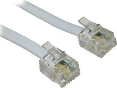 Powertech Плосък Телефонен кабел RJ11 6P4C 5м Бял (CAB-T004)