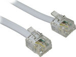 Powertech Flat Cablu Telefon RJ11 6P4C 7m Alb (CAB-T005)
