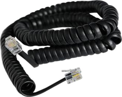 Eurolamp Spiral Telephone Cable RJ10 4P4C 4m Black (147-10069)