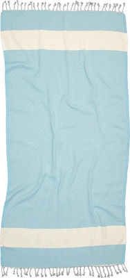 Viopros Summer Beach Towel Pareo Turquoise with Fringes 180x100cm.