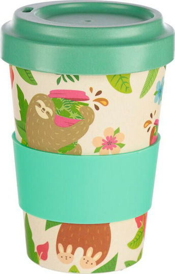 Puckator ust Hanging Around Sloth Cană Bambus cu Capac Verde 400ml 1buc