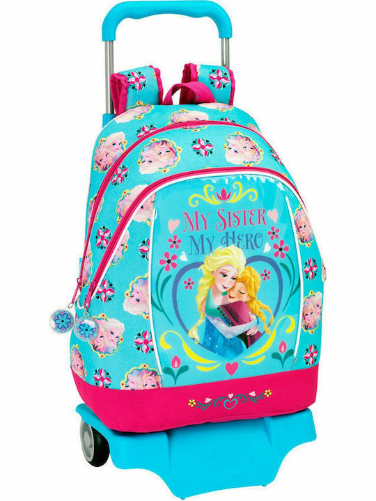 Safta Frozen Sisters School Bag Trolley Kindergarten in Turquoise color