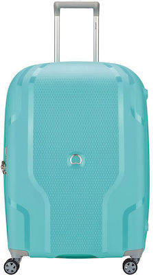 Delsey Clavel Cabin Travel Suitcase Hard Turquoise with 4 Wheels Height 55cm.