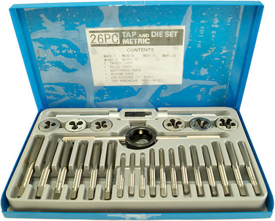 54.0084 Gewindebohrer & Schneideisen Set mit Gewindeschneider 26Stück