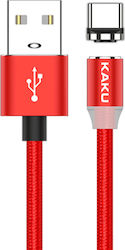 Kakusiga Magnetic / Regular USB 2.0 Cable USB-C male - USB-A male Κόκκινο 1m (KSC-306)