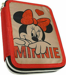 Gim Minnie Suede Pencil Case Full 27pcs with 2 Compartments Fuchsia