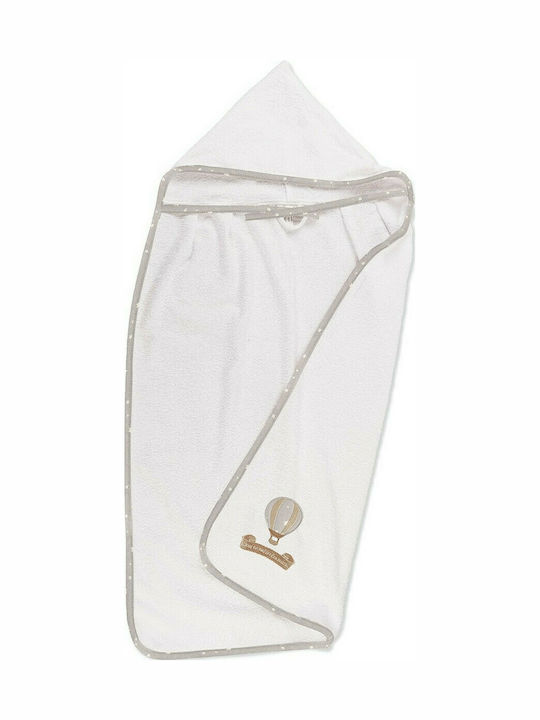 Dimcol Baby Hooded Towel with Hood Hot Air Balloon 05 White 80x80cm