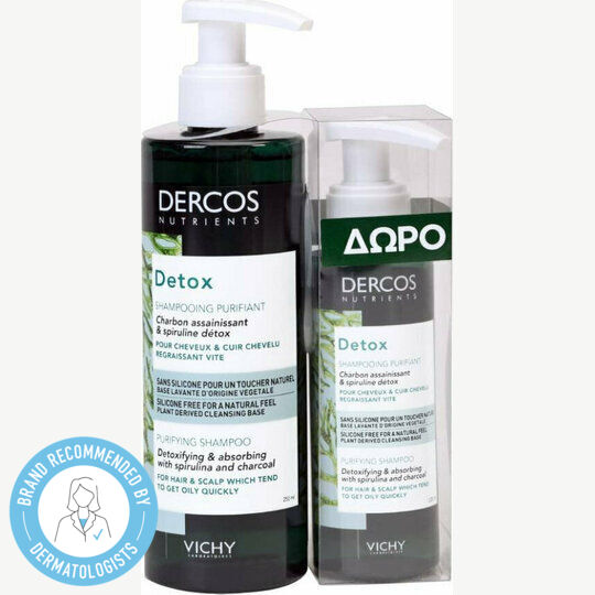 Vichy Dercos Nutrients Detox Шампоан За Чувствителен Скалп За Мазна Коса 350мл
