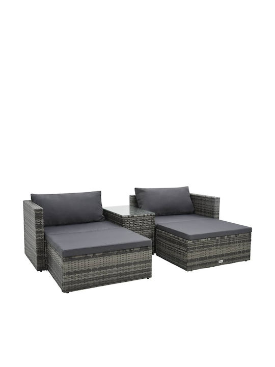 Set Cameră De Zi Exterior 5 Piese Gri Cu Perne