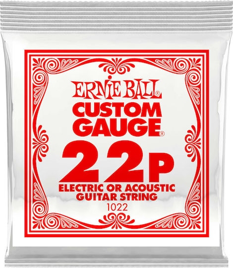 Ernie Ball Single Steel Strings 6pcs for Acoustic Guitar / Electric Guitar Custom Gauge Plain 22"