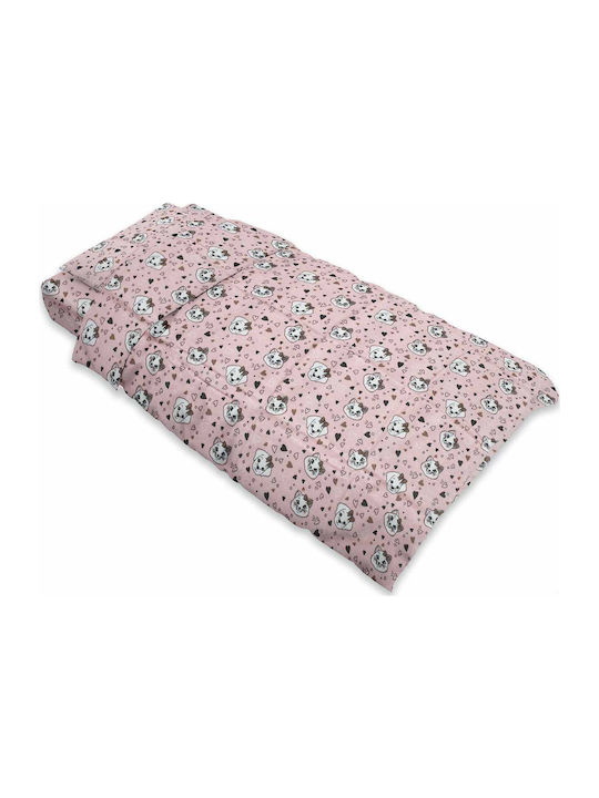 Dimcol Duvet Crib Cotton Puppy-Kitten Pink 120x160cm