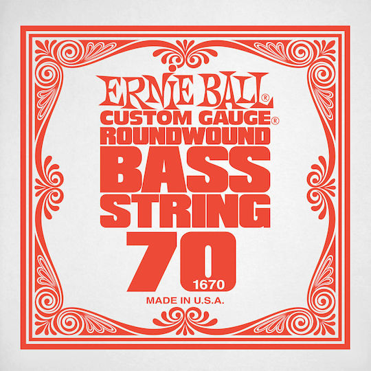 Ernie Ball Custom Gauge Electric Bass Nickel Wound Single String Nickel Wound Bass 70