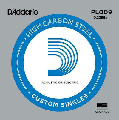 Daddario Corză Oțel Individuală pentru Chitară acustică / Chitară electrică Single Plain .009"