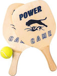 Ocean Power Game Beach Rackets Set Beige with Straight Beige Handle and Ball