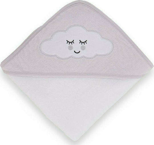 Kikka Boo Baby Bath Towel Hooded Sleepy Cloud Gray 80x80cm