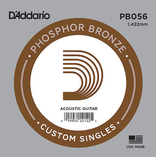 Daddario Single Phosphor Bronze Wound Acoustic Guitar String 56