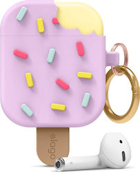 Elago Ice Cream Θήκη Σιλικόνης με Γάντζο σε Μωβ χρώμα για Apple AirPods